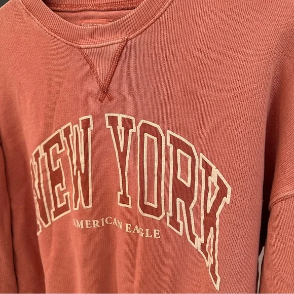 American Eagle Outfitters New York Coral Crewneck Sweatshirt S/M - Picture 4 of 6